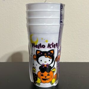 Sanrio Hello Kitty Witch Halloween Set Of 4 Hard Plastic Tumbler 22oz Cup NEW